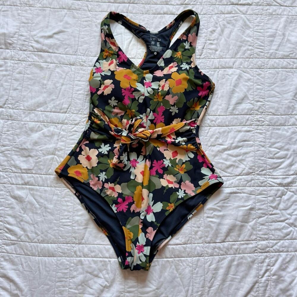 Downeast tie-waist garden femme seaside One piece swimsuit womens small upf 50